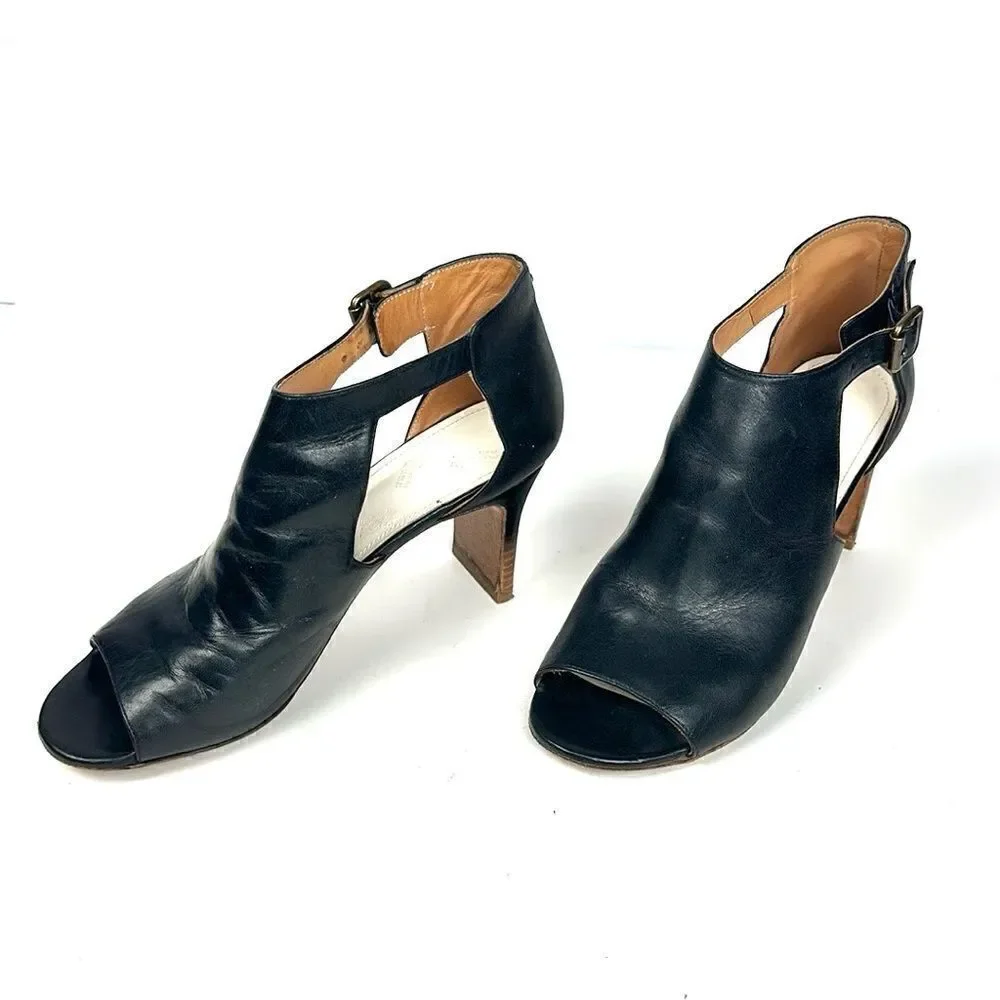 Maison Martin Margiela Black Leather Ombre Heels Open Toe Side Buckle Italy 39